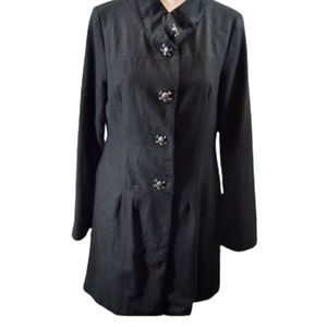 BB Dakota Black Wool Blend Skull Gothic Coat